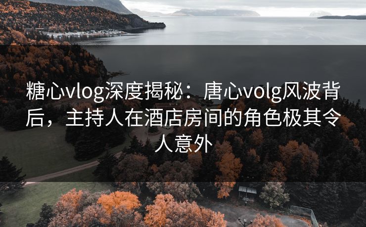 糖心vlog深度揭秘：唐心volg风波背后，主持人在酒店房间的角色极其令人意外