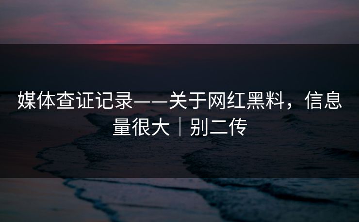 媒体查证记录——关于网红黑料，信息量很大｜别二传